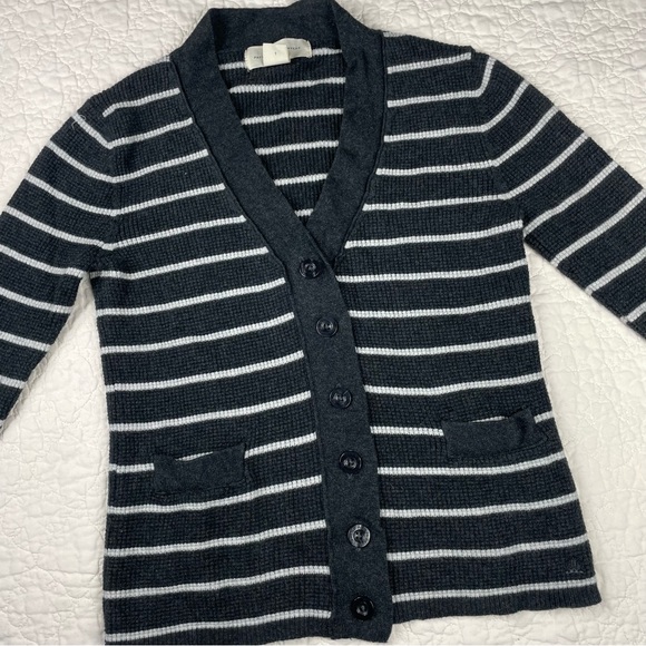 💖5/$25 Paula Cahen D’anvers Cashmere Cotton Blend Cardigan Sweater Striped Sz 1 - Picture 2 of 11